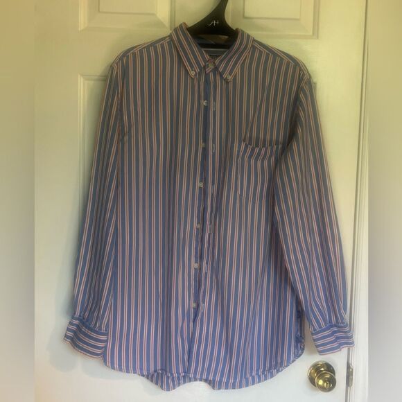 Men’s Chaps Blue and Orange Casual Button Down Long Sleeve Shirt Sz Medium - Picture 1 of 7